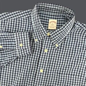Brooks‎ Brothers Men's Large L Gingham Button Down Shirt 346 Classic Fit Cotton